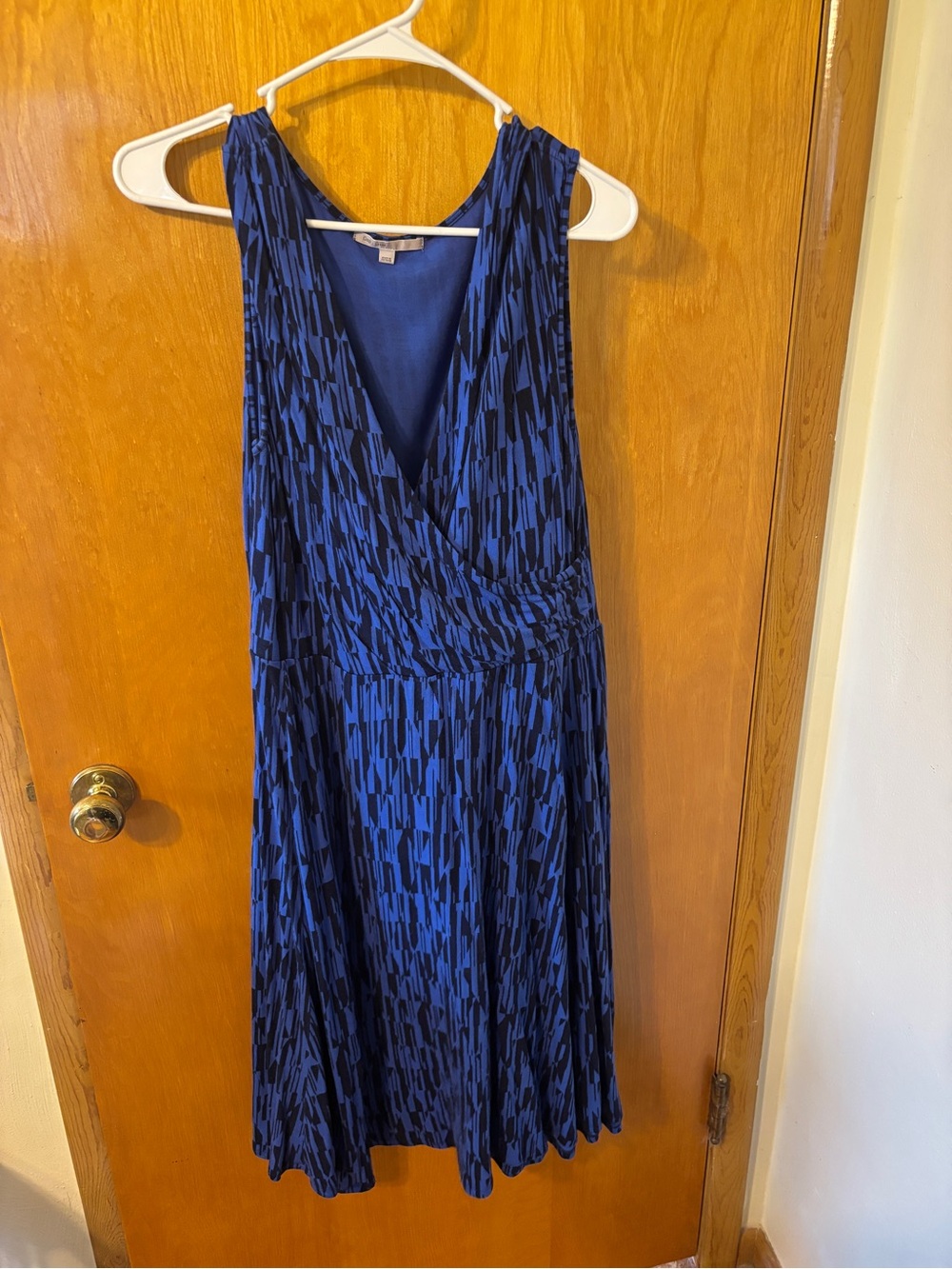 GAP Sleeveless Royal Blue and Black Patterned Midi Dress